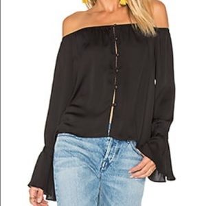 L’Academie Off The Shoulder Blouse, size xs, black silk